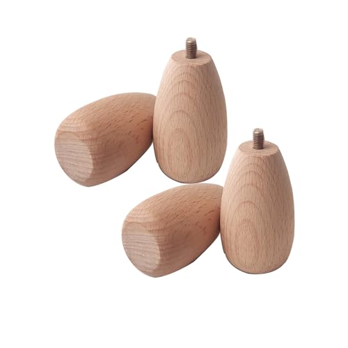 AIXILAN Ersatz-Möbelbeine, Möbelfüße, 4 Stück Massivholz-Sofabeine, Schrauben, Moderne Holzmöbelbeine, Ersatz for Couch, Ottomane, Schrank, TV-Ständer(Goose Egg Beech 6.5cm) von AIXILAN