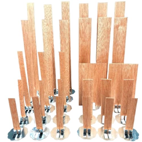 AIXILAN Holzdochte, Holzkerzendochte, 10 Sets 6–13 mm breit, 20–150 mm lang, große Holzdochte zur Kerzenherstellung mit Dochthalter aus Metall, rauchfreie Sojakerzen, Crackle-Holzdocht(10 * 150mm) von AIXILAN