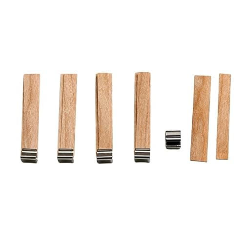 AIXILAN Holzdochte, Holzkerzendochte, 50–130 mm, 5 Sets, 2-lagige große Holzdochte zur Kerzenherstellung mit Dochthaltern aus Metall, Crackle-Holzdochte, rauchfreie Dochte for Sojakerzen(13 * 50mm) von AIXILAN