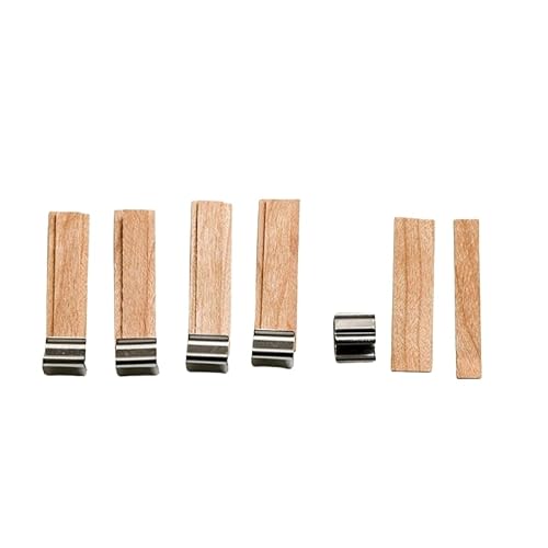 AIXILAN Holzdochte, Holzkerzendochte, 50–130 mm, 5 Sets, 2-lagige große Holzdochte zur Kerzenherstellung mit Dochthaltern aus Metall, Crackle-Holzdochte, rauchfreie Dochte for Sojakerzen(13 * 60mm) von AIXILAN