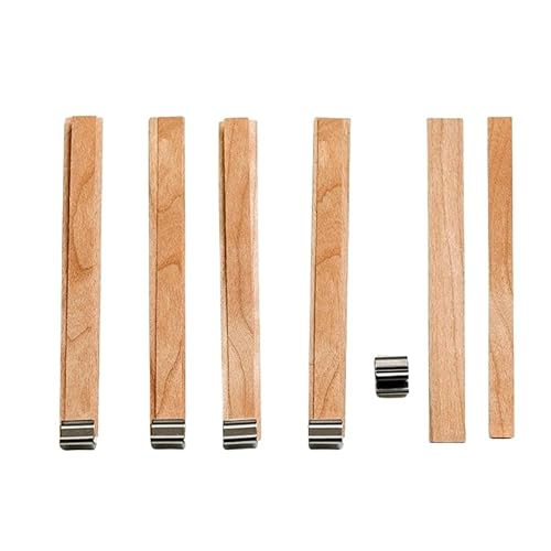 AIXILAN Holzdochte, Holzkerzendochte, 50–130 mm, 5 Sets, 2-lagige große Holzdochte zur Kerzenherstellung mit Dochthaltern aus Metall, Crackle-Holzdochte, rauchfreie Dochte for Sojakerzen(15 * 130mm) von AIXILAN