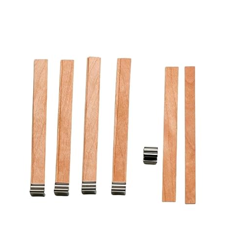 AIXILAN Holzdochte, Holzkerzendochte, 50–130 mm, 5 Sets, 2-lagige große Holzdochte zur Kerzenherstellung mit Dochthaltern aus Metall, Crackle-Holzdochte, rauchfreie Dochte for Sojakerzen(15 * 150mm) von AIXILAN