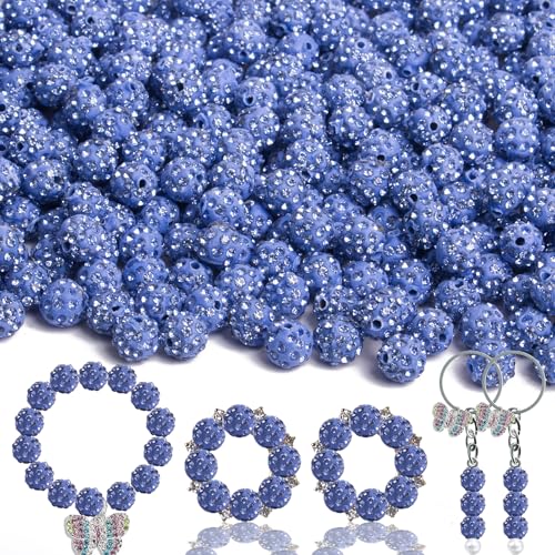 100 Stück blaue Disco-Perlen – schimmernde Strass-Polymer-Ton-Perlen, Kristallperlen für Schmuckherstellung, Bastelarbeiten, Armbänder, Halsketten, Ohrringe und Zubehör von AIXPROBEAD