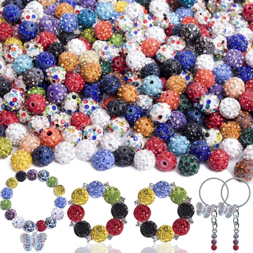 100 Stück mehrfarbige Disco-Perlen – schimmernde Strass-Polymer-Ton-Perlen, Kristallperlen für Schmuckherstellung, Bastelarbeiten, Armbänder, Halsketten, Ohrringe und Zubehör von AIXPROBEAD