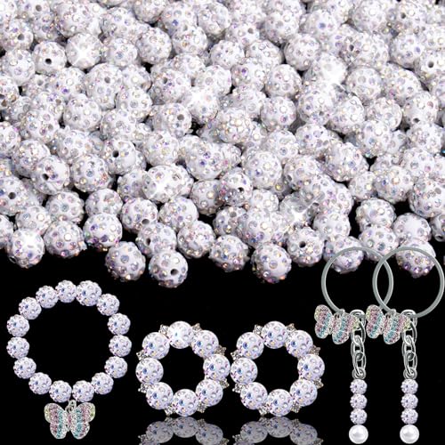 Disco-Perlen, 10 mm, AB-Farbe, schimmernde Strass, Polymer-Ton, Kristallperlen für Schmuckherstellung, Bastelarbeiten, Armbänder, Halsketten, Ohrringe und Zubehör, 100 Stück von AIXPROBEAD