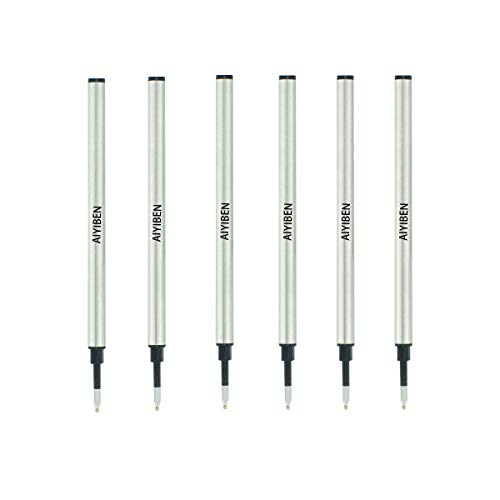 AIYIBEN Tintenroller-Mine 4,37''，Roller Ball Fine Point 0,5 mm, German Ink Refill Packung mit austauschbaren Kugelschreiber Refills Medium Point(6er Pack) (schwarz) von AIYIBEN