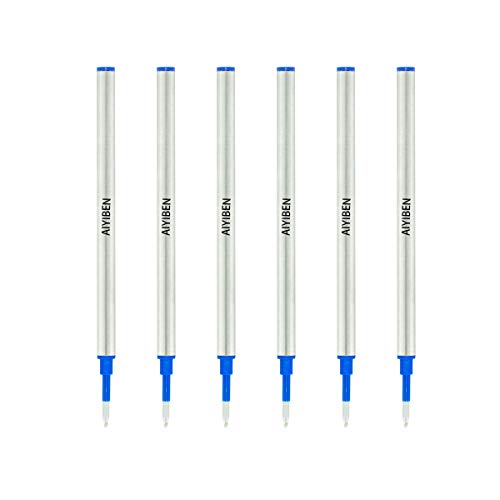 Tintenroller-Mine 4.37''，Roller Ball Fine Point 0,5 mm, German Ink Refill Packung mit austauschbaren Kugelschreiber Refills Medium Point(6er Pack) (blau) von AIYIBEN