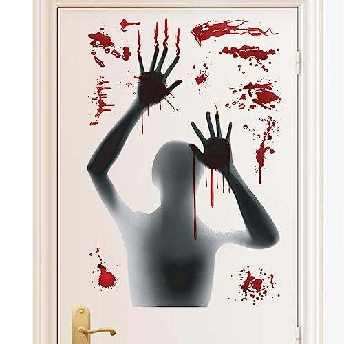 AIYING Halloween-Fenster-Silhouette | Riesige Geister, Handabdruck, Fußabdruck, Halloween-Wandaufkleber - Halloween-Fenstersilhouette, Handabdruck, Fußabdruck von AIYING