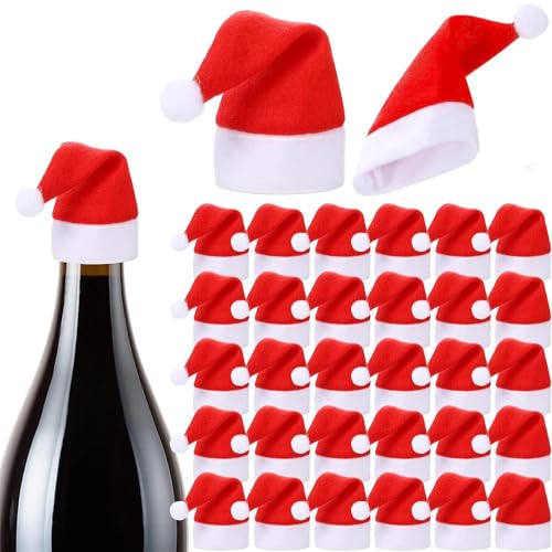 Weihnachts-Weinflaschenhülle, Weihnachtsmütze für Weinflasche,Weihnachtsbecher-Weinflaschen-Abdeckung | Weihnachten rote Weihnachtsmannmützen Lollipop Cover für Tableware Lollipops Tableware Wine von AIYING