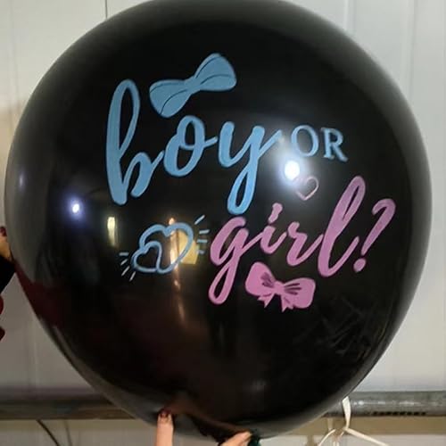 AIYONG 2 Stück Gender Reveal Ballon XXL in Schwarz, 36 Zoll Geschlecht Verkünden Ballons, inkl. Rosa & Blauen Konfetti, Boy or Girl- Helium Ballon für Gender Reveal Party Deko von AIYONG