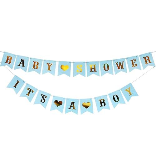 AIYONG IT'S A BOY & BABY SHOWER Banner Set Dekorationen für Baby Dusche Party Feier Banner Flagge Geschlechts Offenbarung Party Babyparty von AIYONG