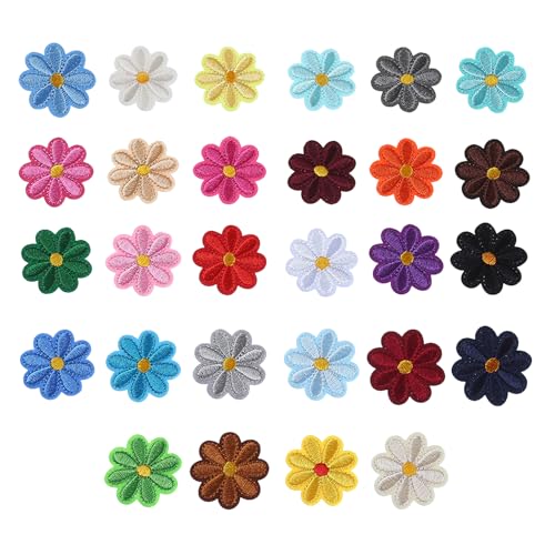 AIZHAZHA Patches zum Aufbügeln, 28 Pcs Bügelbilder Blumen, Aufnäher zum Aufbügeln Kinder, Flicken zum Aufbügeln Erwachsene, Bügelflicken, Aufbügelflicken, Bestickte Aufnäher für Jacken Jeans Hüte von AIZHAZHA