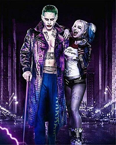 AItmp DIY 3D Diamond Painting Joker und Harley Quinn, 5D Round Diamond Painting Kreuzstichstickerei, Home Decoration Crafts 40X50cm von AItmp