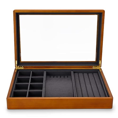 AJMIPO Schmuckkästchen, Organizer, multifunktionale Schmuckschatulle, Holz, Schmuck-Aufbewahrungsbox, Mikrofaser, Ring-Display-Tablett, Armband-Aufbewahrungsbox, Schmuck-Aufbewahrungsbox (B2) von AJMIPO