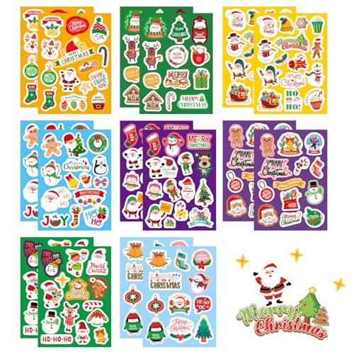 16 Bögen aufkleber weihnachten,weihnachtssticker,sticker weihnachtsaufkleber,kinder selbstklebend weihnachts adventskalender,stickers christmas weihnachtliche diy,weihnachtsdekoration,adventszeit von AJUNLKVDR