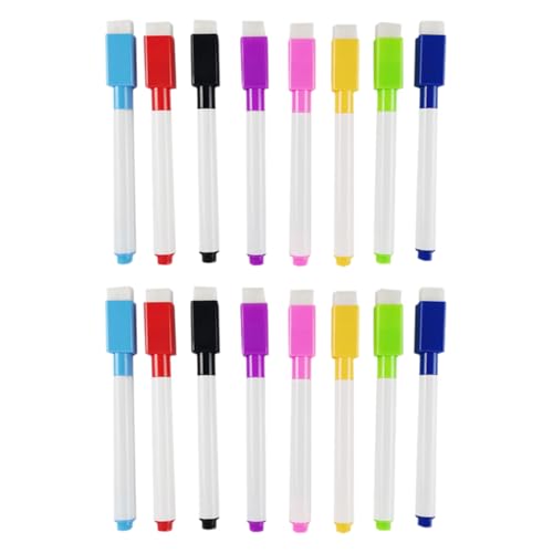 16 Stück Whiteboard Marker,Whiteboard Stifte,Magnetische Folienstift Abwischbar,Kreidestifte für Tafel Abwaschbar,Abwischbare Stifte,White Board Marker Pens,für Zuhause, Schule Oder Büro(8 Farben) von AJUNLKVDR