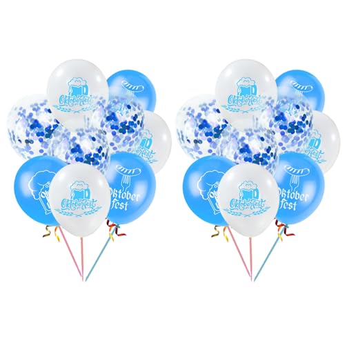 18 Stück Oktoberfest Deko,Luftballons,Blau Luftballon Bierkrug Deko,für Weiss Weiß,Weiße Ballons Dekoration,Party Bayrische Blaue Folienballon,Oktoberfest-Deko VerschlüSse Wiesn Luftballons Blau Weiss von AJUNLKVDR