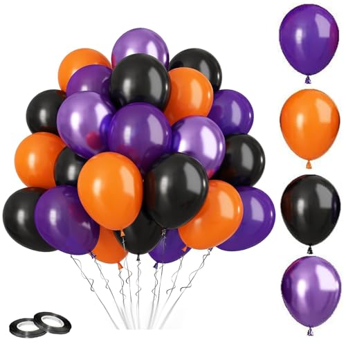 30 Stück Luftballons Halloween,Halloween Balloons,Orange Ballons Deko,Geburtstag Lila Luftballon,Schwarz Set Ballonshalloween,Balloons Dekoration Halloween-Ballons,Halloween Geburtstag Deko Kinder von AJUNLKVDR