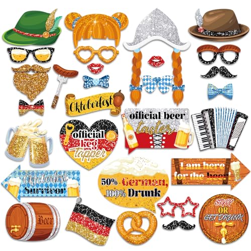 30 Stück Oktoberfest Accessoires,Fotobox Accessoires Oktoberfest Deko,Party Foto Photo,Requisiten Booth Bayrische Dekoration,Dekorationen Prop Set,Wiesn Bayern Decoracion Props Requisit von AJUNLKVDR