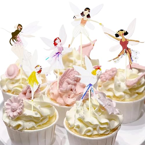 24 Stück Fee,Feen Deko Kindergeburtstag,Fee Topper Kuchen,Cupcake Blumen Ballerina,Cake Decoration Party,Fairy Kuchendeko Blume,Kinder Magier Muffin,Birthday Children,Dekorationen Geburtstags von AJUNLKVDR