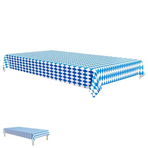 Tischdecke Oktoberfest,Oktoberfest Tischdecke,Deko Party Papiertischdecke Rolle,Tischläufer Bayern für Tischdeko,Bayerische Bayrisch Biertisch Papier Set,Tischdecken Biertische Blau Weiß,137 x 274cm von AJUNLKVDR