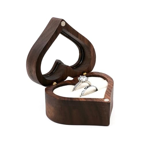 AJVAAIAC Ringbox Schmuckschatulle, Holz-Aufbewahrungsbox mit Schmuck for Sammeln, weicher Innenhalter, Einzel-/Doppelschlitz-Schmuck-Organizer im Vintage-Stil(2SS312789-W) von AJVAAIAC