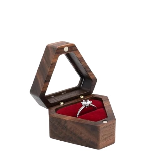 AJVAAIAC Ringbox Schmuckschatulle, Holz-Aufbewahrungsbox mit Schmuck for Sammeln, weicher Innenhalter, Einzel-/Doppelschlitz-Schmuck-Organizer im Vintage-Stil(8YY804340-1) von AJVAAIAC