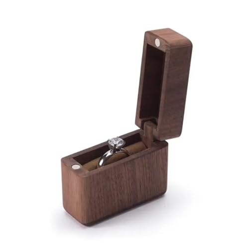 AJVAAIAC Ringbox Schmuckschatulle, Holz-Aufbewahrungsbox mit Schmuck for Sammeln, weicher Innenhalter, Einzel-/Doppelschlitz-Schmuck-Organizer im Vintage-Stil(Color-A) von AJVAAIAC