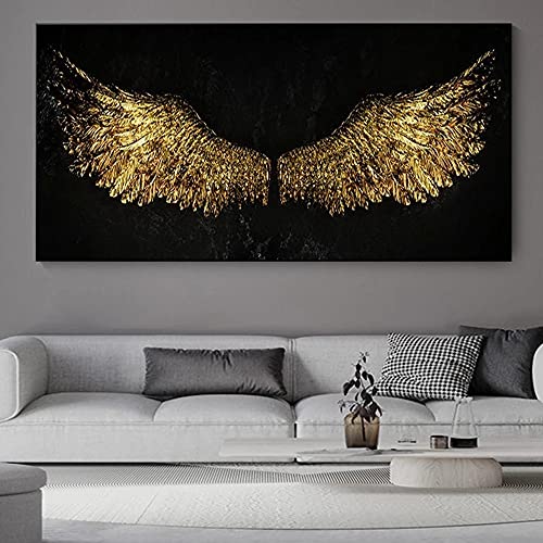 DIY Malen nach Zahlen Reine Farbe abstrakte Engelsflügel schwarz-weiß moderne Kunst Malerei goldene Flügel malen nach zahlen ab 7 jahre madchen Mit Pinsel und Acrylfarbe40x60cm(Kein Rahmen) von AJleil