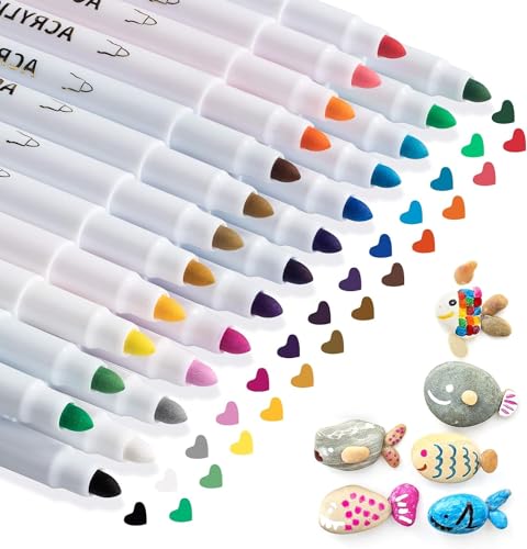 25 Farben Acrylstifte Marker Stifte für Steine, Acrylfarben für Holz Glas Papier Leinwand Geschenkekarte DIY Fotoalben Ostereier Deko Kunststoff Stoff Becher, bemalen Set von AKARUED