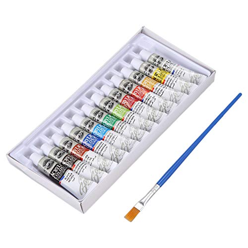 AKAZI 6 ML 12 Farben Professionelle Acrylfarben Set Handgemalte Wandmalerei Textilfarbe farbige Kunst Liefert Freie Pinsel von AKAZI