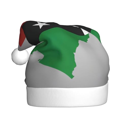 AKDODK Sao Tome und Principe-Flagge, Map01 Druck, Weihnachtsmütze, lustige Weihnachtsmütze für Erwachsene, Weihnachtsmannmütze, Weihnachtszubehör von AKDODK