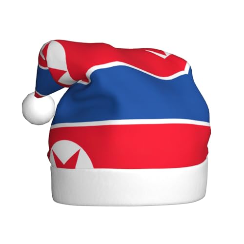 AKDODK Weihnachtsmütze mit koreanischer Flagge, lustige Weihnachtsmütze für Erwachsene, Plüsch-Weihnachtsmannmütze, Weihnachtsfeierzubehör von AKDODK