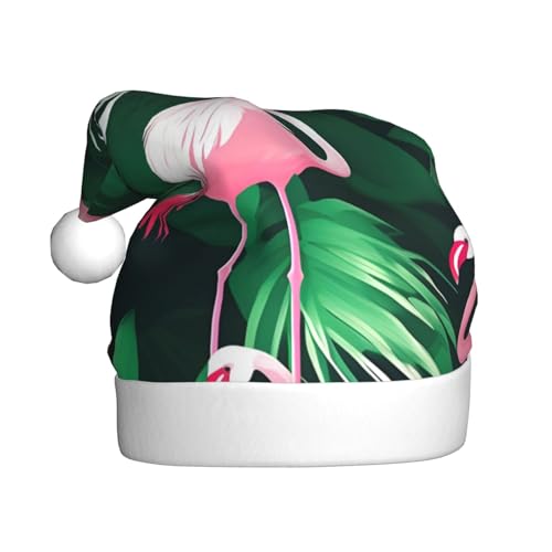 AKDODK Weihnachtsparty-Hut mit Flamingo-Vogel-Motiv, lustige Weihnachtsmütze für Erwachsene, Plüsch-Weihnachtsmannmütze, Weihnachtsfeierzubehör von AKDODK