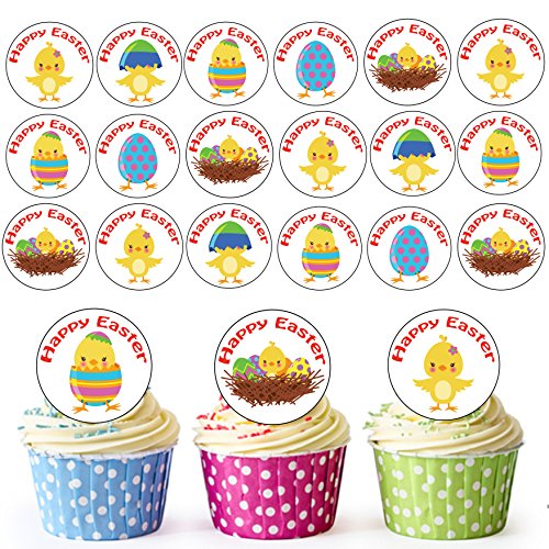 Ostern/Chick Mix 24 essbare Cupcake Topper/Ostern Kuchen Dekorationen – Einfache vorgeschnittenen Kreise von AK Giftshop