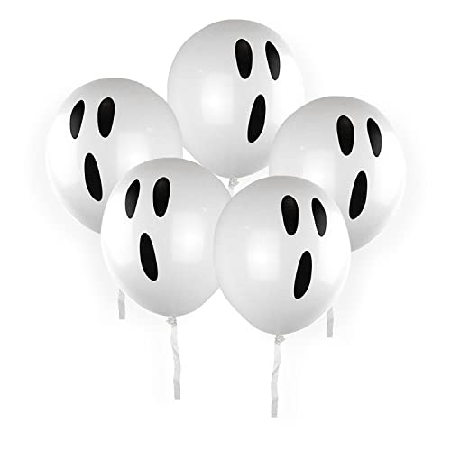 AKH® 12 Zoll Ghost Streamer Luftballons | 10 Stück | Latex Skelett Ballon | Halloween Kürbis Geist Schädel Ballon Party Dekoration Supplies | Halloween Gruseliger Party Spaß | Halloween Style Ballons von AKH