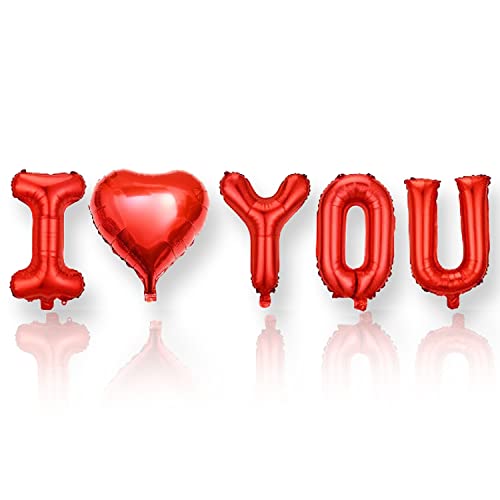 AKH® Folienballon Banner I Love You | Love Letter Text Balloon Set | Folienballons mit Kunststoffschlauch & Band | Valentinstag Liebe Folienballon Dekorationen Liebesbanner von AKH