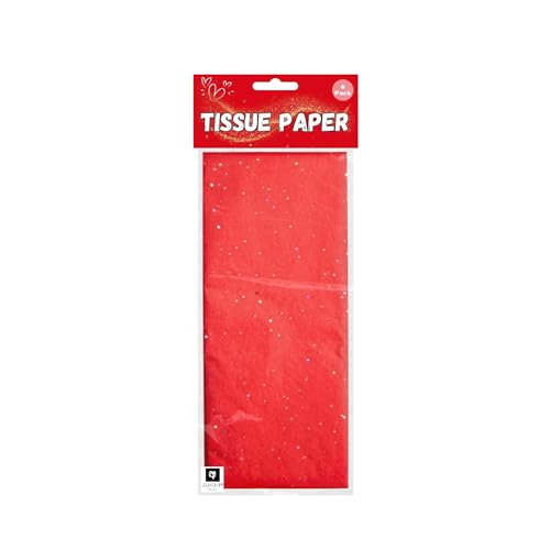 AKH® Seidenpapier mit Glitzer, Rot, 70 x 50 cm, 6 Stück, glitzernde Bögen für festliche Geschenkverpackungen, Geschenkverpackungen, Dekoration, Bastelpapier von AKH