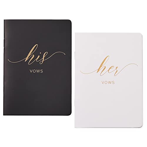 AKITSUMA Gelübdebücher für Hochzeit Braut und Bräutigam Booklet für Hochzeit Geschenk 2er Set (Schwarz + Weiß/Goldfolie) von AKITSUMA