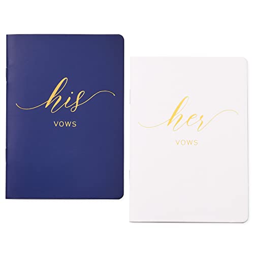 AKITSUMA Gelübde Bücher für Hochzeit, Brautpaar, Booklet für Hochzeit, Geschenk-Set, 2 Stück (Marineblau + Weiß/Goldfolie) von AKITSUMA