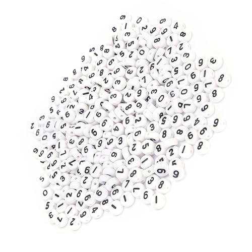 500 Stück Ylic-Perlen DIY Perlenschmuck Zubehör Nummer 0 9 für Ft Collection Das Paket Besteht aus 500 Stück e Kugelförmigen Vasilver-Zahlenperlen Zahlenperlen o Buchstabenperlen von AKLOSIPY