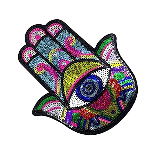 Hand Eye N On Patches – Bestickte Pailletten-Patches für Kleidung, Kleidung, T-Shirts und Hoodies | Nähapplikationen für DIY-Mode und -Verzierung von AKLOSIPY