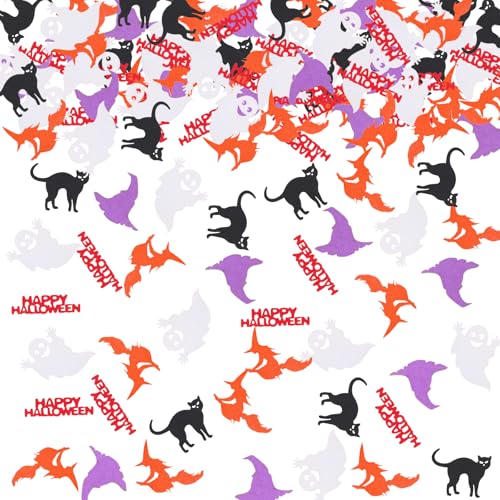 AKONE Halloween Konfetti, Halloween Streudeko Tischdeko, 15g/100 Stück Halloween Dekoration Confetti, Fledermaus Streudeko, Spinne Tischdeko, Hexen Kürbisse Sterne Geist Halloween Deko (D) von AKONE