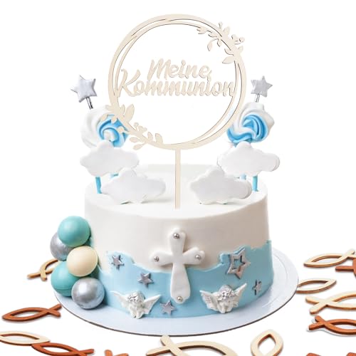 Cake Topper Kommunion, Holz Cake Topper Taufe, Holzfische Tischdeko Kommunion, Taufe Fische Streudeko Kommunion, Erstkommunion Deko, Kommunion Deko Mädchen Junge von AKONE