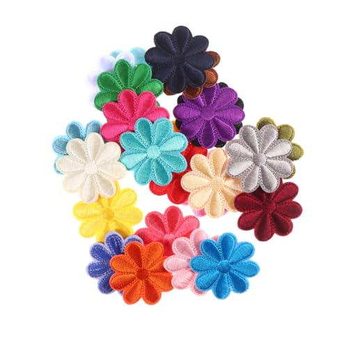 AKOOSY 24 Stück Nähflicken Sonnenblumen Häkelblumen Flicken Für Kleidung Aufnäher Blaue Stickerei Blumen Applikation Blumen Mini Stoffflicken Quiltstoff Pailletten von AKOOSY