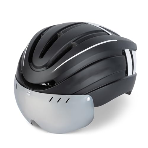 Urbaner Helm mit Visier und Magnetverschluss. Leichter Allround-City-Fahrradhelm, sportliches Design, atmungsaktiver Helm, Unisex-Fahrradhelm A,57-62cm von AKPHBKFG