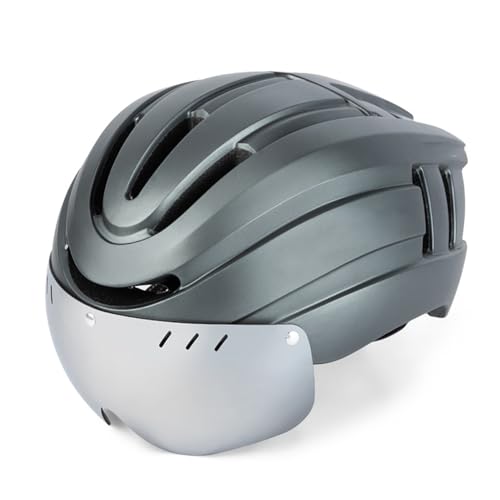 Urbaner Helm mit Visier und Magnetverschluss. Leichter Allround-City-Fahrradhelm, sportliches Design, atmungsaktiver Helm, Unisex-Fahrradhelm B,57-62cm von AKPHBKFG