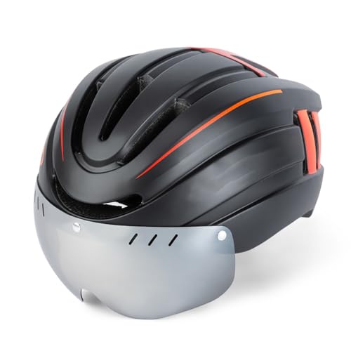 Urbaner Helm mit Visier und Magnetverschluss. Leichter Allround-City-Fahrradhelm, sportliches Design, atmungsaktiver Helm, Unisex-Fahrradhelm C,57-62cm von AKPHBKFG