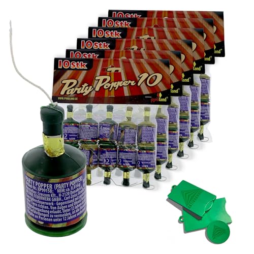 AKTIVHANDEL Party Popper 60er Set Tischfeuerwerk, Party Deko für Silvester, Geburtstag, Hochzeit und Feiern, Feuerwerk der Kategorie F1 inkl. Einkaufswagenchip von AKTIVHANDEL