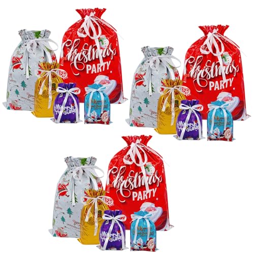 AKTOUR Gelbe Rosengeschenke Für Weihnachtsverpackung Kordelzug Geschenktüte Santa Candy Geschenktüte 18 Stück oder 15 Stück Geschenkpapier Liefert (A, One Size) von AKTOUR